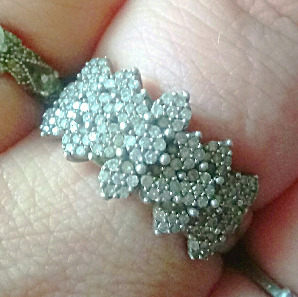 Sterling Silver Cascading Diamond Flower Ring